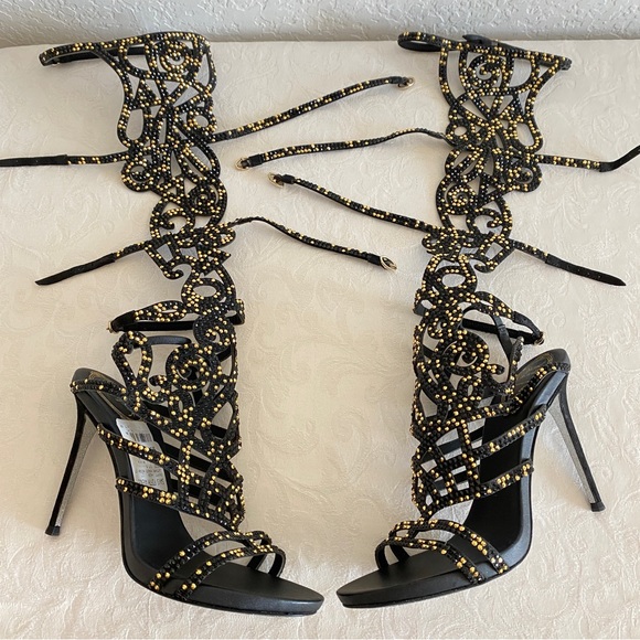 Rene Caovilla Scrolling Crystal Gladiator Sandals - Picture 6 of 16